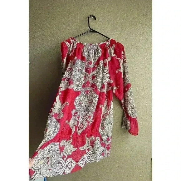 Chicos Size 2 Plus Size Pull Over Blouse Top Sheer Lightweight Paisley - Picture 5 of 7